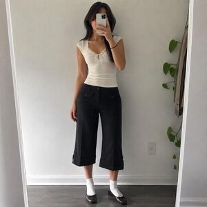 Suzy Shier Black Cropped Dress Pants Low Rise Women 3 Y2K Office Work 2000s